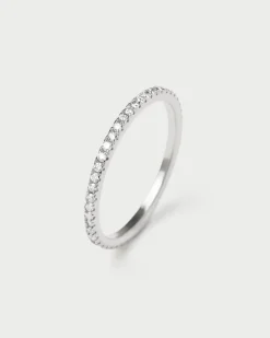 Joyas Con Diamantes|Joyas De Oro Blanco 18K-PDPAOLA Anillo de Diamantes Y Oro Blanco Eternity Mini