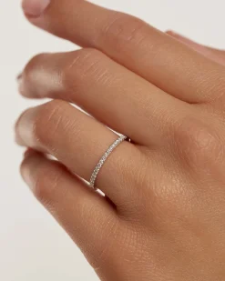 Joyas Con Diamantes|Joyas De Oro Blanco 18K-PDPAOLA Anillo de Diamantes Y Oro Blanco Eternity Mini