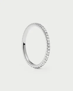 Joyas Con Diamantes|Joyas De Oro Blanco 18K-PDPAOLA Anillo de Diamantes Y Oro Blanco Eternity Mini