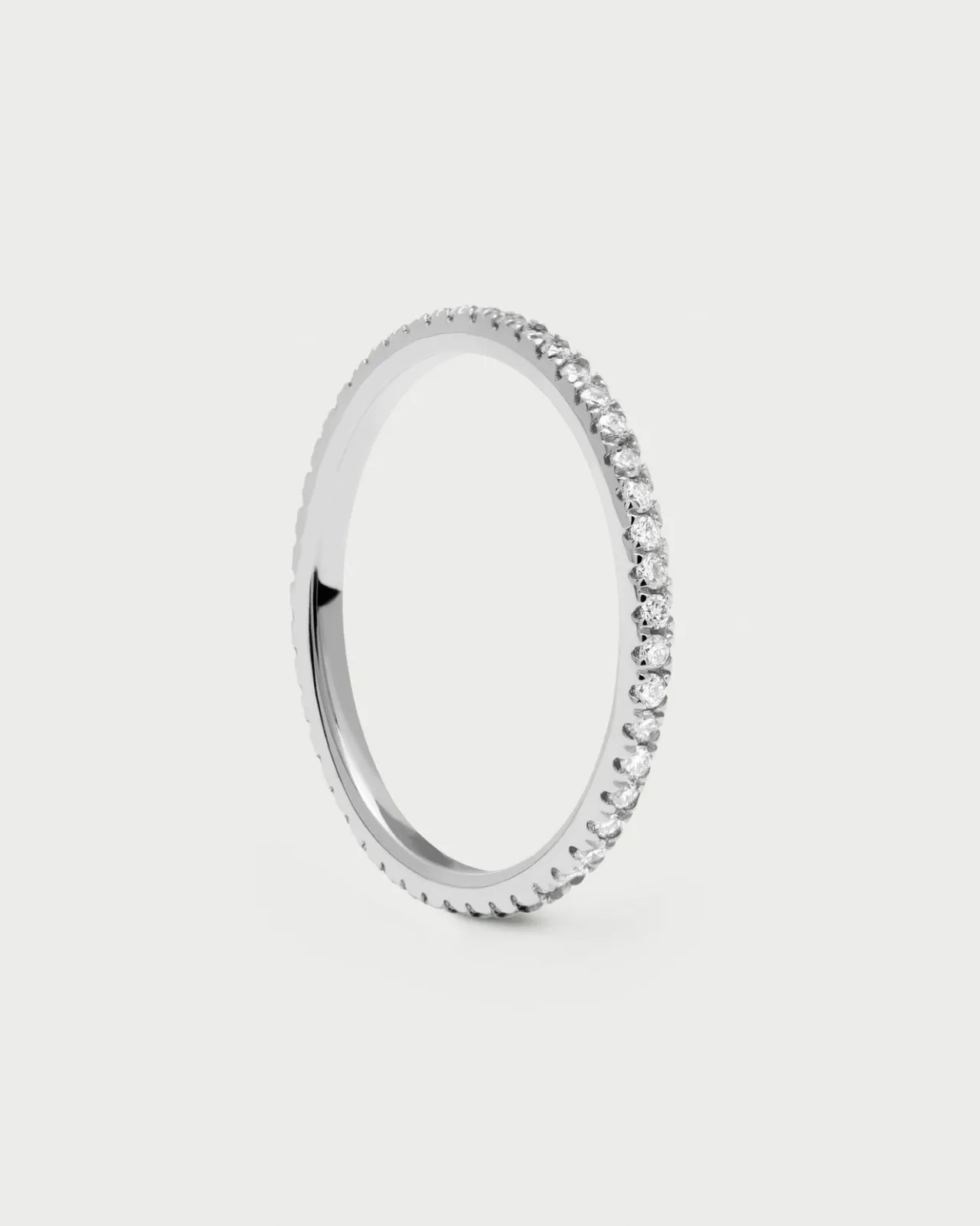 Joyas Con Diamantes|Joyas De Oro Blanco 18K-PDPAOLA Anillo de Diamantes Y Oro Blanco Eternity Mini