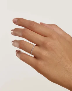 Joyas Con Diamantes|Joyas De Oro Blanco 18K-PDPAOLA Anillo de Diamantes Y Oro Blanco Eternity Mini