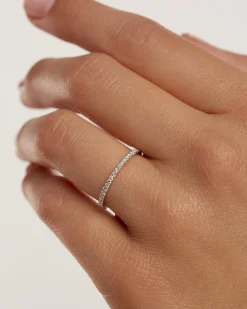 Joyas Con Diamantes|Joyas De Oro Blanco 18K-PDPAOLA Anillo de Diamantes Y Oro Blanco Eternity Mini