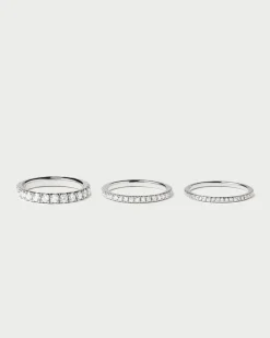 Joyas Con Diamantes|Joyas De Oro Blanco 18K-PDPAOLA Anillo de Diamantes Y Oro Blanco Eternity Mini