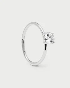 Joyas Con Diamantes|Joyas De Oro Blanco 18K-PDPAOLA Anillo de Diamantes Y Oro Blanco Solitaire Supreme