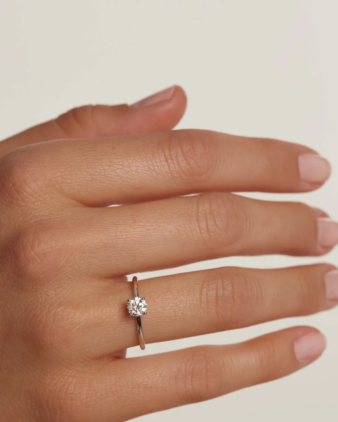 Joyas Con Diamantes|Joyas De Oro Blanco 18K-PDPAOLA Anillo de Diamantes Y Oro Blanco Solitaire Supreme