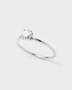 Joyas Con Diamantes|Joyas De Oro Blanco 18K-PDPAOLA Anillo de Diamantes Y Oro Blanco Solitaire Supreme