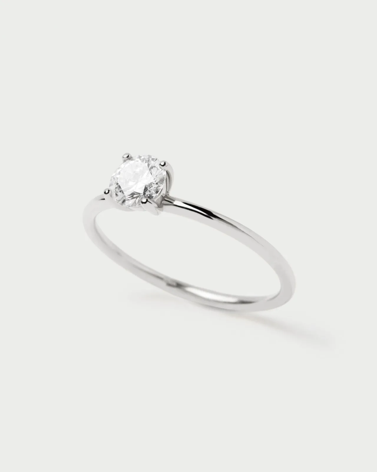 Joyas Con Diamantes|Joyas De Oro Blanco 18K-PDPAOLA Anillo de Diamantes Y Oro Blanco Solitaire Supreme
