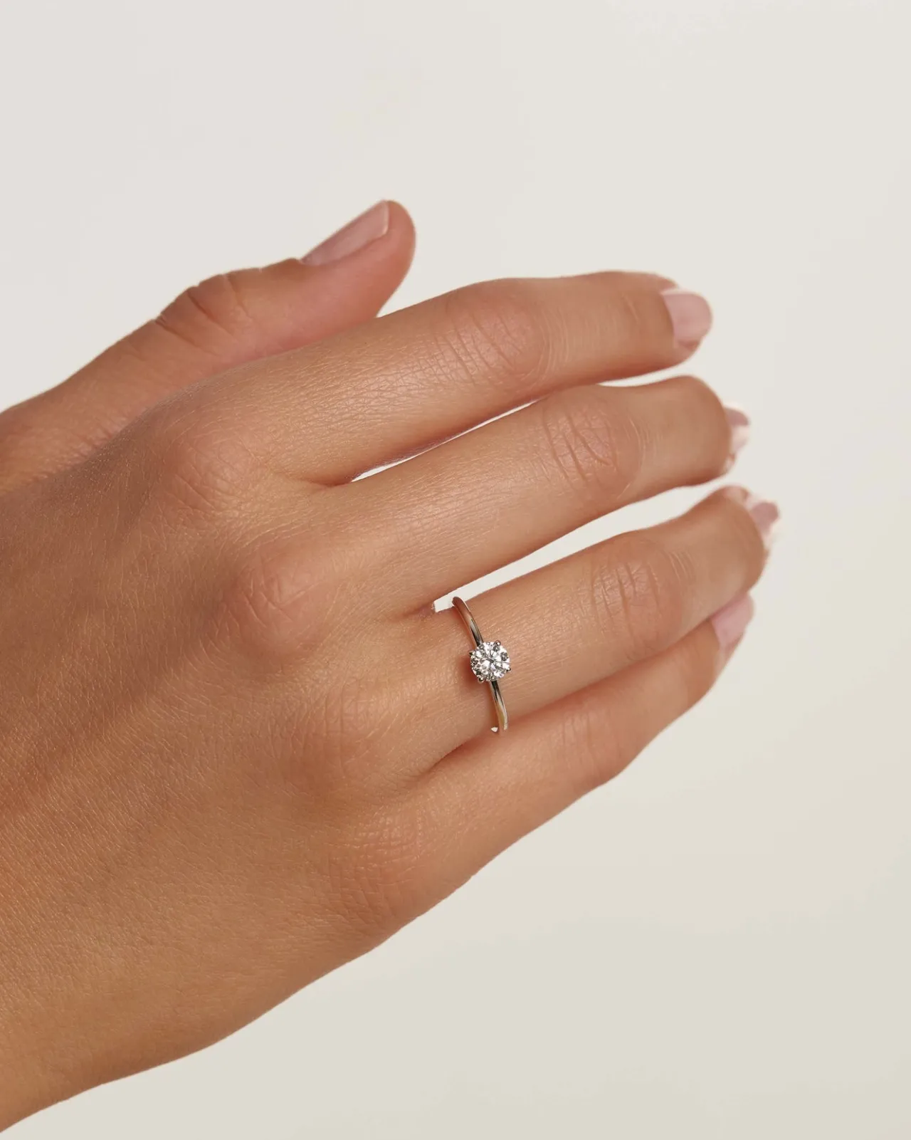 Joyas Con Diamantes|Joyas De Oro Blanco 18K-PDPAOLA Anillo de Diamantes Y Oro Blanco Solitaire Supreme