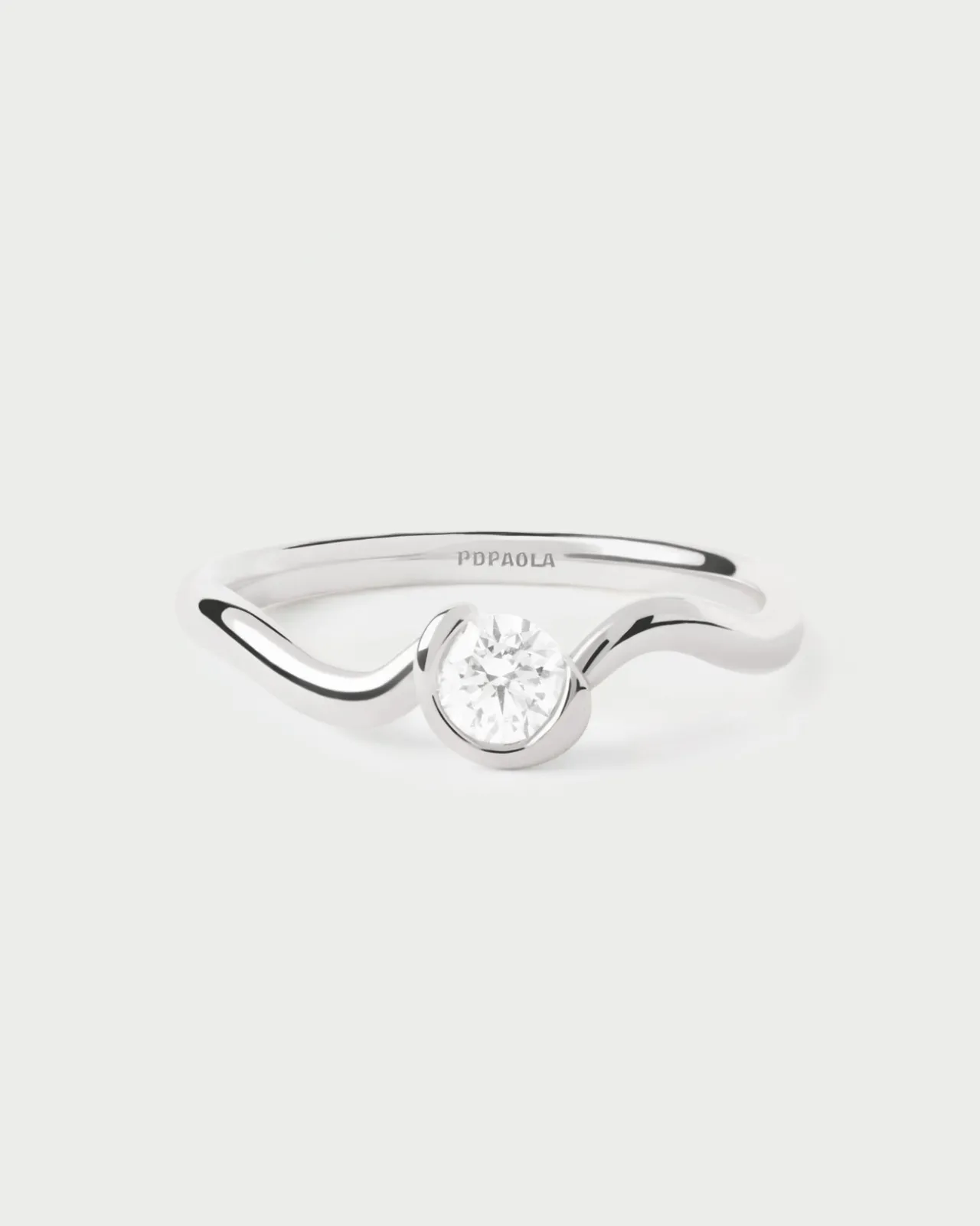 Joyas Con Diamantes|Joyas De Oro Blanco 18K-PDPAOLA Anillo de diamantes y oro blanco Delia