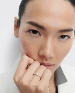 Joyas Con Diamantes|Joyas De Oro Blanco 18K-PDPAOLA Anillo de diamantes y oro blanco Delia