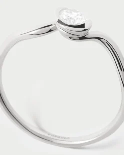 Joyas Con Diamantes|Joyas De Oro Blanco 18K-PDPAOLA Anillo de diamantes y oro blanco Delia