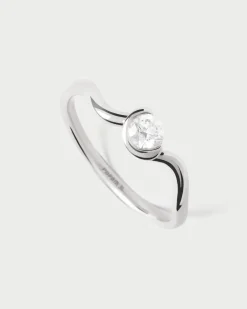 Joyas Con Diamantes|Joyas De Oro Blanco 18K-PDPAOLA Anillo de diamantes y oro blanco Delia