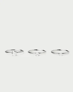 Joyas Con Diamantes|Joyas De Oro Blanco 18K-PDPAOLA Anillo de Diamantes Y Oro Blanco Solitaire Mini