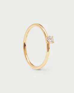 Joyas Con Diamantes|Joyas De Oro 18K-PDPAOLA Anillo de Diamantes y oro Solitaire Mini