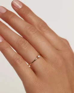 Joyas Con Diamantes|Joyas De Oro 18K-PDPAOLA Anillo de Diamantes y oro Solitaire Mini