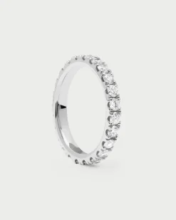 Joyas Con Diamantes|Joyas De Oro Blanco 18K-PDPAOLA Anillo de Diamantes Y Oro Blanco Eternity Supreme