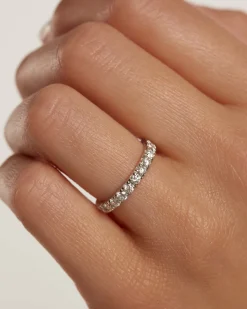 Joyas Con Diamantes|Joyas De Oro Blanco 18K-PDPAOLA Anillo de Diamantes Y Oro Blanco Eternity Supreme