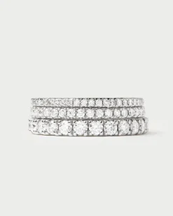 Joyas Con Diamantes|Joyas De Oro Blanco 18K-PDPAOLA Anillo de Diamantes Y Oro Blanco Eternity Supreme