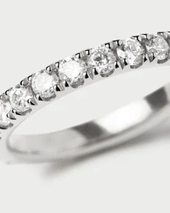 Joyas Con Diamantes|Joyas De Oro Blanco 18K-PDPAOLA Anillo de Diamantes Y Oro Blanco Eternity Supreme
