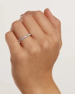Joyas Con Diamantes|Joyas De Oro Blanco 18K-PDPAOLA Anillo de Diamantes Y Oro Blanco Eternity Supreme