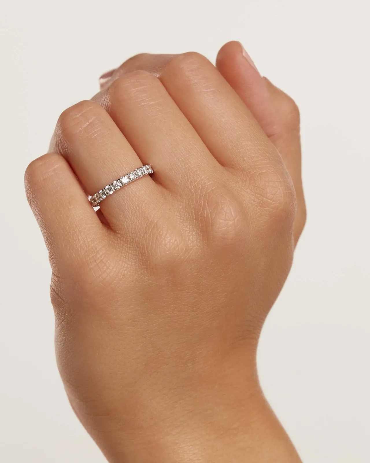 Joyas Con Diamantes|Joyas De Oro Blanco 18K-PDPAOLA Anillo de Diamantes Y Oro Blanco Eternity Supreme