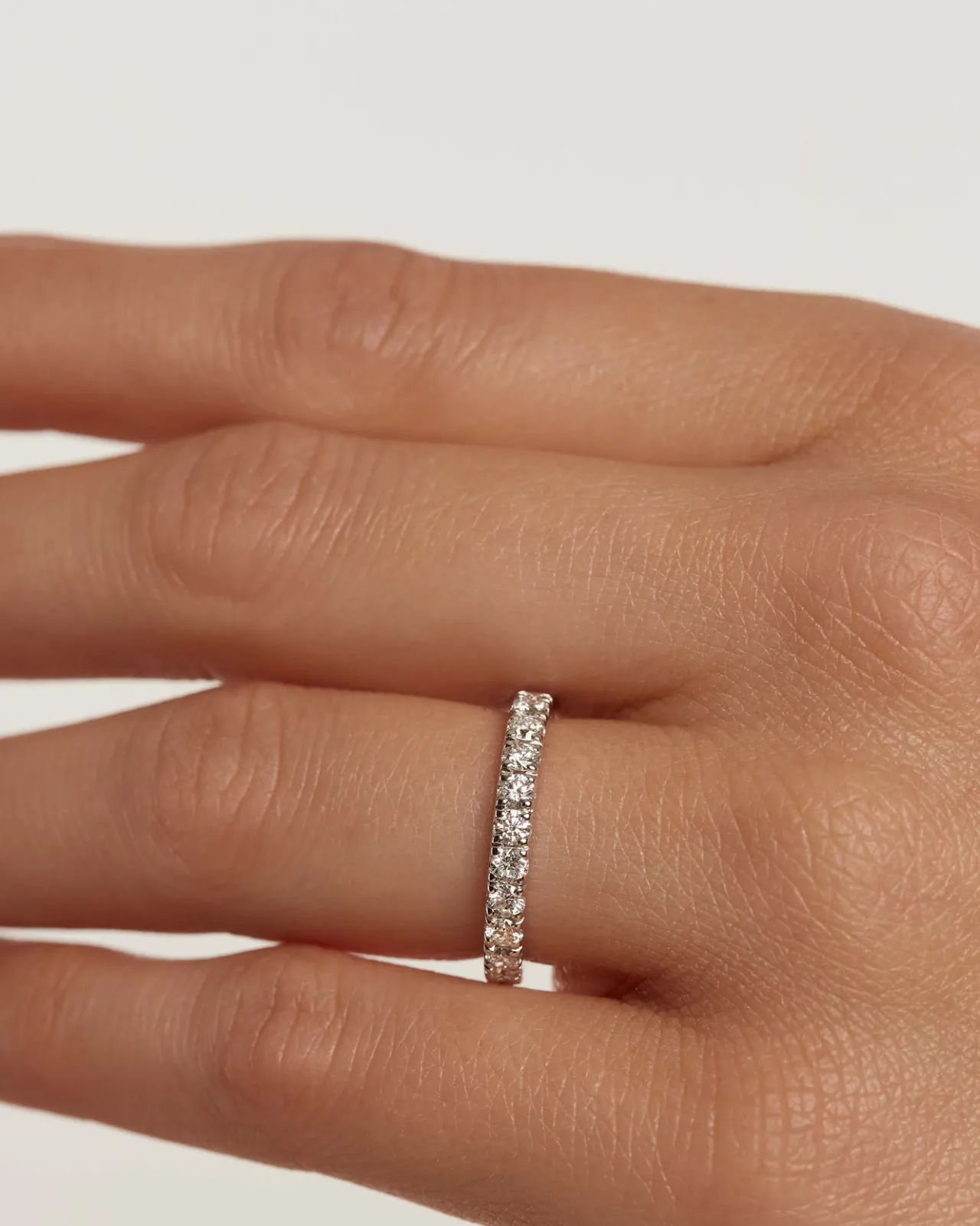 Joyas Con Diamantes|Joyas De Oro Blanco 18K-PDPAOLA Anillo de Diamantes Y Oro Blanco Eternity Supreme