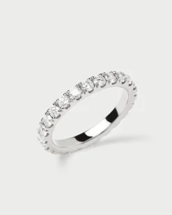 Joyas Con Diamantes|Joyas De Oro Blanco 18K-PDPAOLA Anillo de Diamantes Y Oro Blanco Eternity Supreme