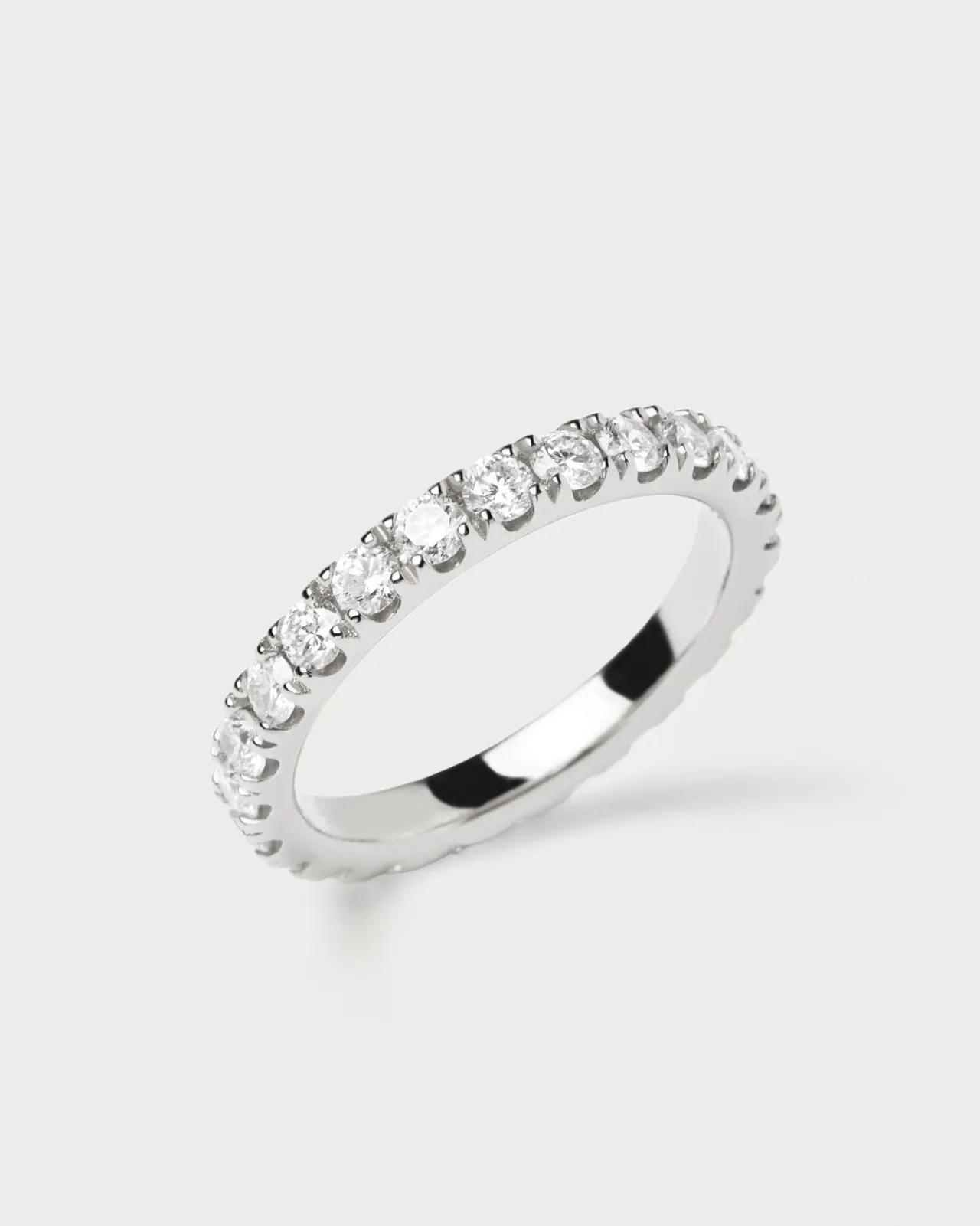 Joyas Con Diamantes|Joyas De Oro Blanco 18K-PDPAOLA Anillo de Diamantes Y Oro Blanco Eternity Supreme