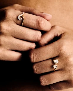 Joyas Con Diamantes|Joyas De Oro 18K-PDPAOLA Anillo de diamantes y oro Gaia