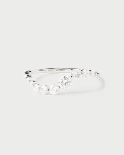 Joyas Con Diamantes|Joyas De Oro Blanco 18K-PDPAOLA Anillo de diamantes y oro blanco Venus