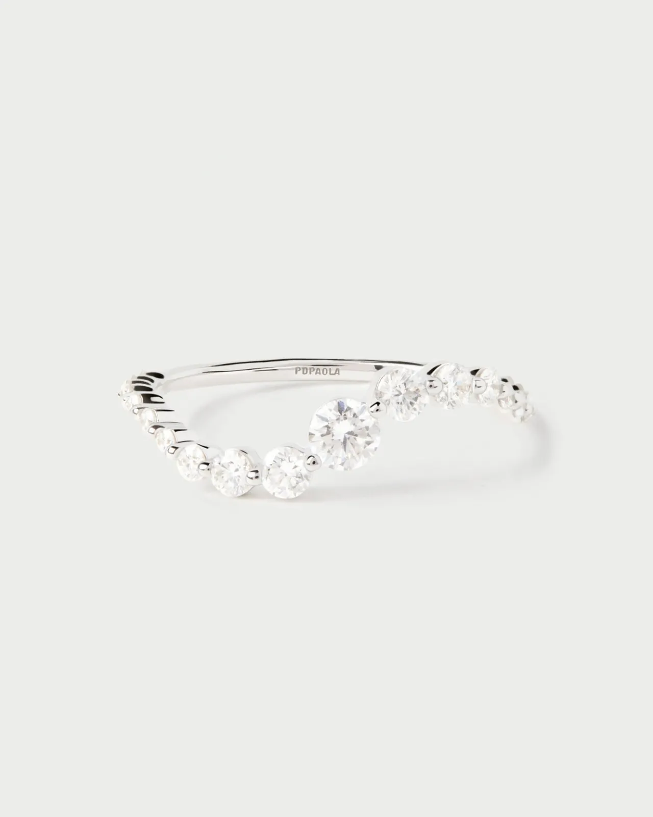 Joyas Con Diamantes|Joyas De Oro Blanco 18K-PDPAOLA Anillo de diamantes y oro blanco Venus