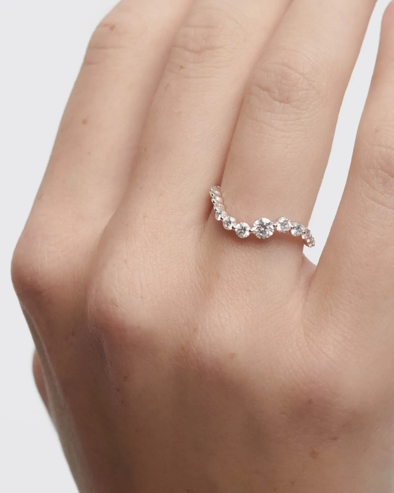 Joyas Con Diamantes|Joyas De Oro Blanco 18K-PDPAOLA Anillo de diamantes y oro blanco Venus