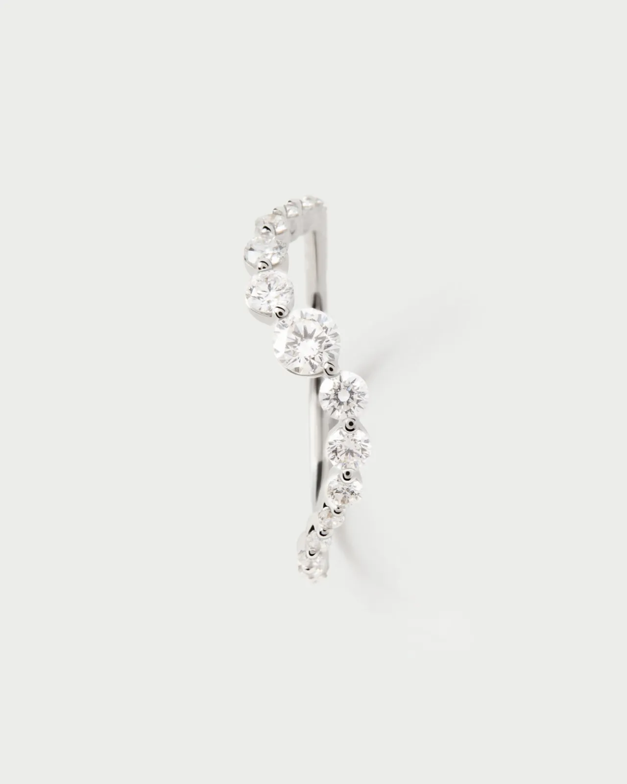 Joyas Con Diamantes|Joyas De Oro Blanco 18K-PDPAOLA Anillo de diamantes y oro blanco Venus