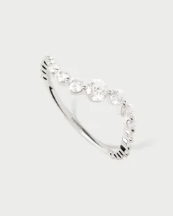 Joyas Con Diamantes|Joyas De Oro Blanco 18K-PDPAOLA Anillo de diamantes y oro blanco Venus
