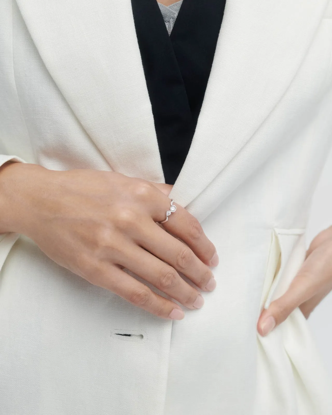 Joyas Con Diamantes|Joyas De Oro Blanco 18K-PDPAOLA Anillo de diamantes y oro blanco Dafne