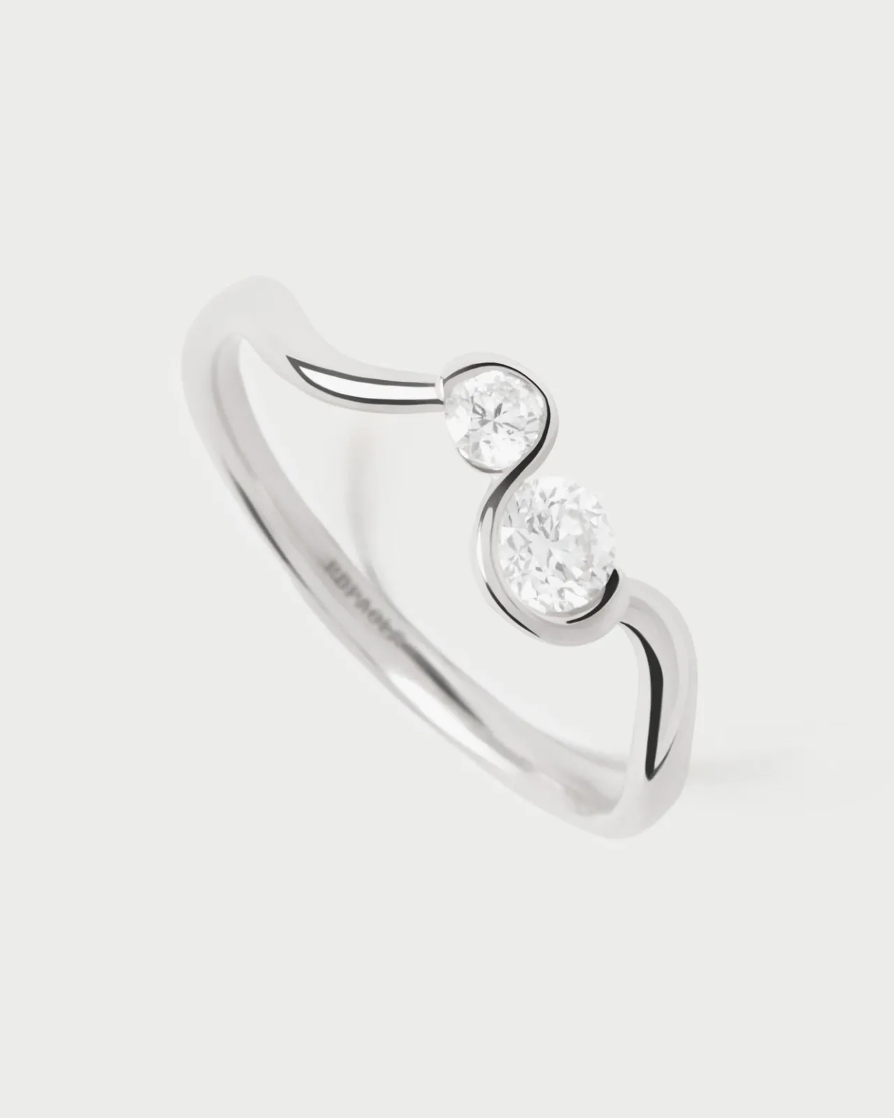 Joyas Con Diamantes|Joyas De Oro Blanco 18K-PDPAOLA Anillo de diamantes y oro blanco Dafne