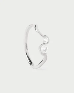 Joyas Con Diamantes|Joyas De Oro Blanco 18K-PDPAOLA Anillo de diamantes y oro blanco Dafne