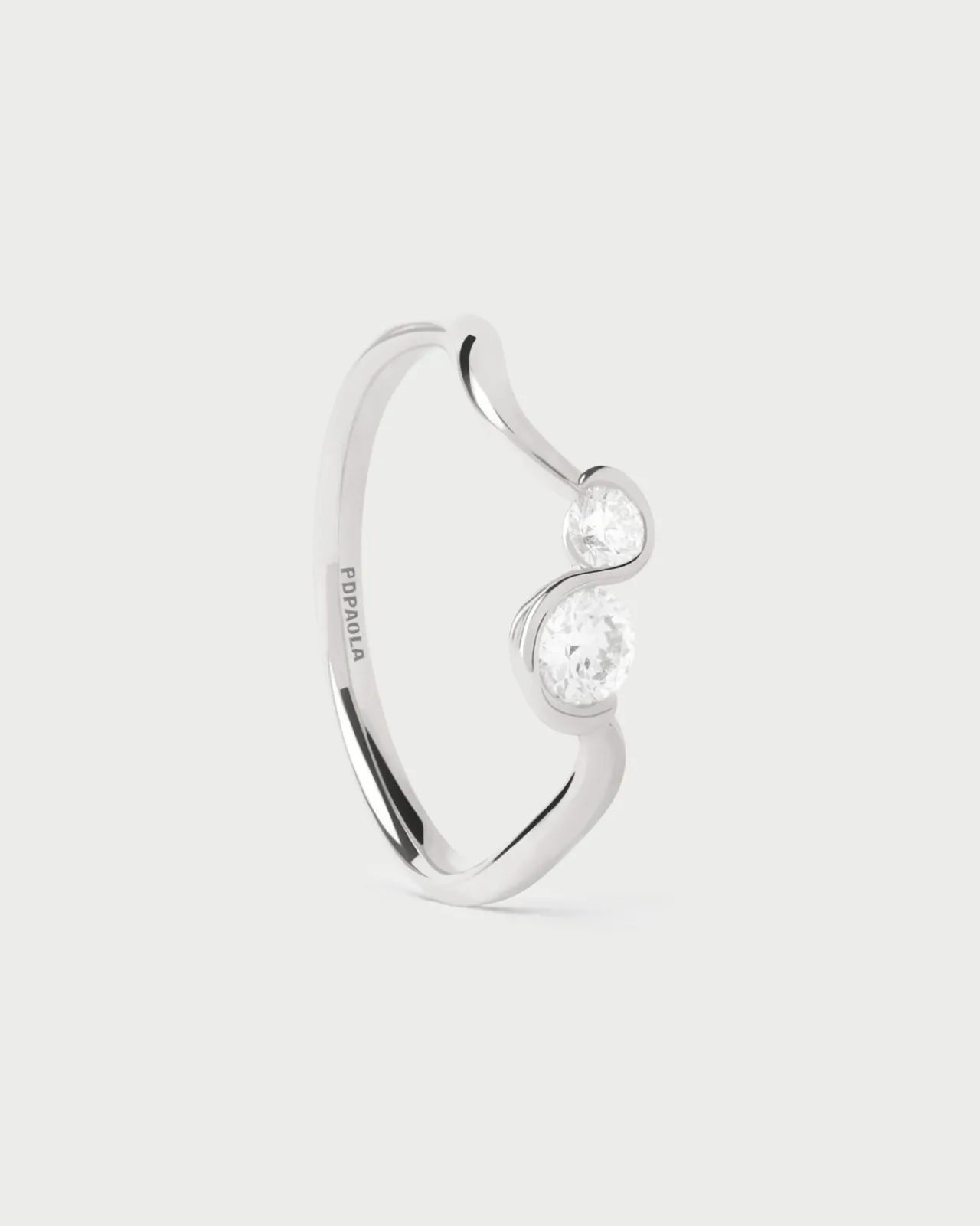 Joyas Con Diamantes|Joyas De Oro Blanco 18K-PDPAOLA Anillo de diamantes y oro blanco Dafne