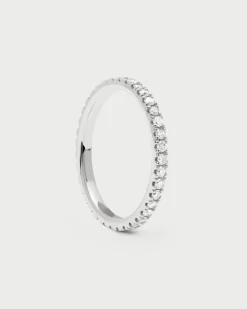 Joyas Con Diamantes|Joyas De Oro Blanco 18K-PDPAOLA Anillo de Diamantes Y Oro Blanco Eternity Medium