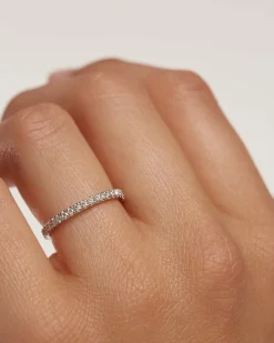 Joyas Con Diamantes|Joyas De Oro Blanco 18K-PDPAOLA Anillo de Diamantes Y Oro Blanco Eternity Medium