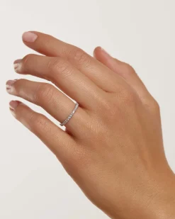 Joyas Con Diamantes|Joyas De Oro Blanco 18K-PDPAOLA Anillo de Diamantes Y Oro Blanco Eternity Medium