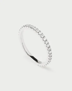 Joyas Con Diamantes|Joyas De Oro Blanco 18K-PDPAOLA Anillo de Diamantes Y Oro Blanco Eternity Medium