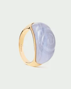 Anillos Grandes|Anillos Con Piedras Semipreciosas-PDPAOLA Anillo ágata azul Shell