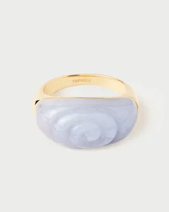 Anillos Grandes|Anillos Con Piedras Semipreciosas-PDPAOLA Anillo ágata azul Shell