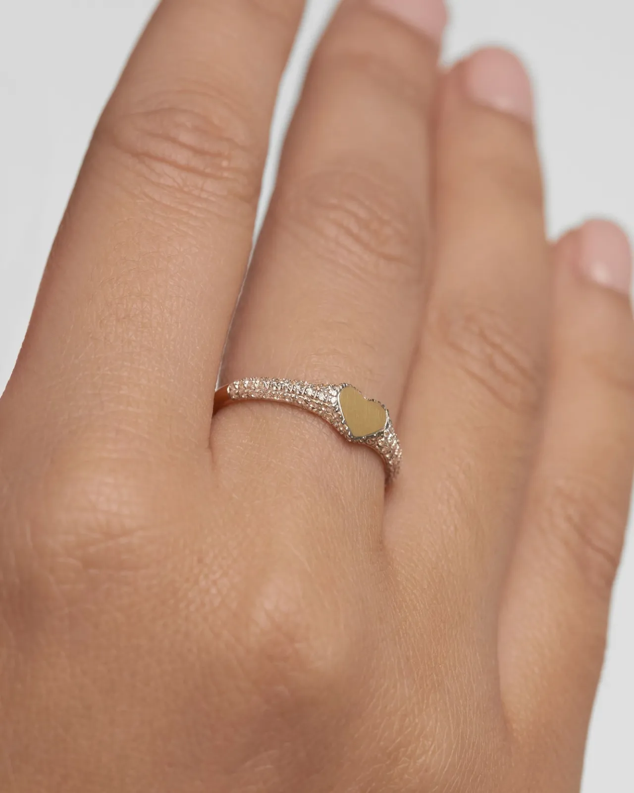 Joyas Con Diamantes|Joyas De Oro 18K-PDPAOLA Anillo Sello de Diamantes y Oro Heart