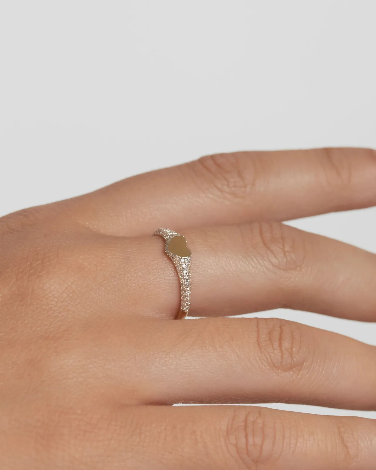 Joyas Con Diamantes|Joyas De Oro 18K-PDPAOLA Anillo Sello de Diamantes y Oro Heart