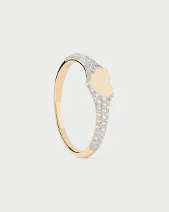 Joyas Con Diamantes|Joyas De Oro 18K-PDPAOLA Anillo Sello de Diamantes y Oro Heart