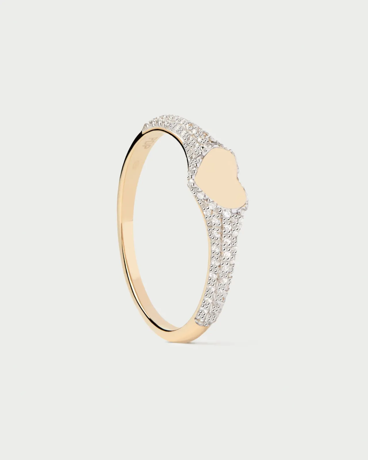 Joyas Con Diamantes|Joyas De Oro 18K-PDPAOLA Anillo Sello de Diamantes y Oro Heart