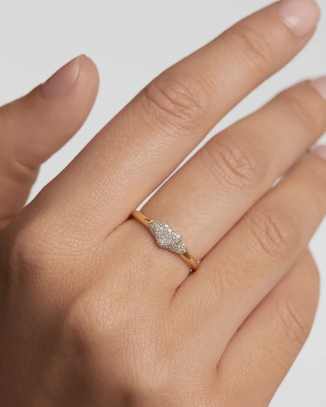 Anillos De Alta Joyería|Anillos De Alta Joyería-PDPAOLA Anillo Sello de Diamantes y Oro Super Heart