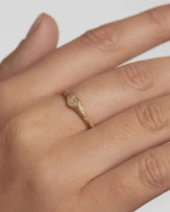 Joyas De Oro 18K|Rebajas Alta Joyería-PDPAOLA Anillo Sello de Oro Efecto Arena Heart